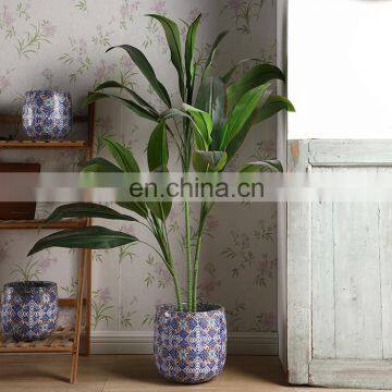 Western art style antique design garden indoor decor ceramic purple flower pots for balcony