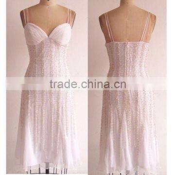 100%chiffon white short party dress CJ-07-001B Evening Dresses