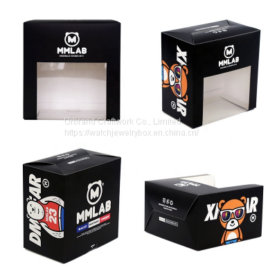 Creative design baseball hat packaging box with clear window design.