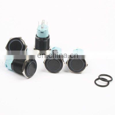 16mm metal push button Waterproof aluminum oxide black switch with light momentary Latching locking Car Auto Lock Reset 16HX.BK