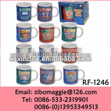 Professional Zibo Made Zodiac Print Ceramic Coffee Cup and Tea Cup for Drinking Cups