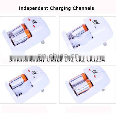 China Supplier 2 Slots K06 LED Intelligent Rapid Cell Charger for CR2 LiFePO4 Rechargeable Battery