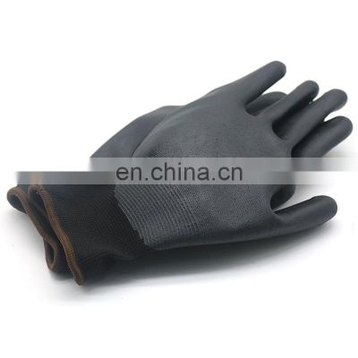 En388 4131 White Grey Black Knit Nylon Pu Gloves Palm Fit Pu Coated Gloves