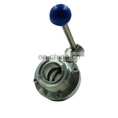 Dn50 Sanitary ss Stainless Steel 304 316 Manual Thread Butterfly Valve With Pull Handle photo-2