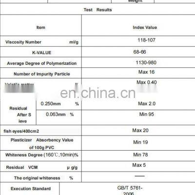 Polyvinyl chloride  PVC resin SG-5 SG-8 CAS 9002-86-2 Plastic Raw Materials