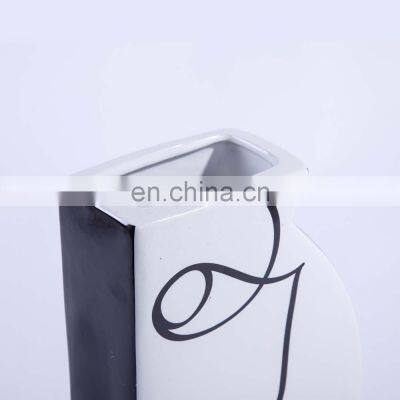 Modern Abstract Nordic Luxury Face Ceramic Flower Vase for Home Decor Accessories