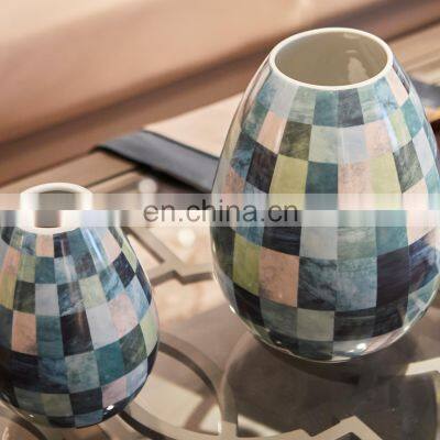 New Chinese Modern Geometric Pattern Ink Porcelain Vase Ceramic Vase for Home Decoration photo-2