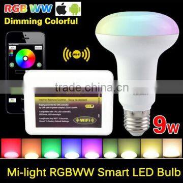 AC85-265V 2.4GHz Wireless Mi.Light 85LM/W Touch Key Control E27 Smart Lighting 9W WIFI LED Light Bulb with WiFi Android IOS APP