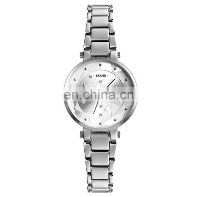 SKMEI 1411 Women Fashion Crystal Diamond Casual Watches Charm Stainless Steel Quartz Bracelet Wristwatch