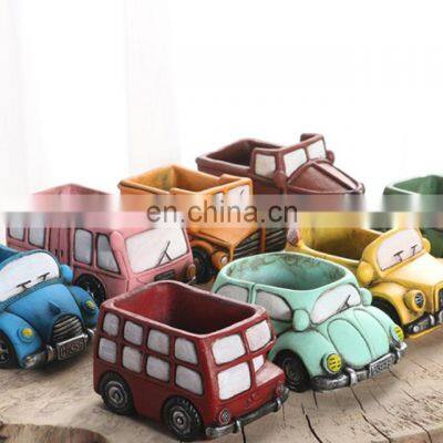 Custom Car-Shape-Flower-Pots Mini Cartoon Concrete Succulent Planter Pot Plant Pots For Plants