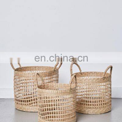 Hot Selling Household woven basket with loop handle Seagrass Baskets Decor Storage Basket Wholesale