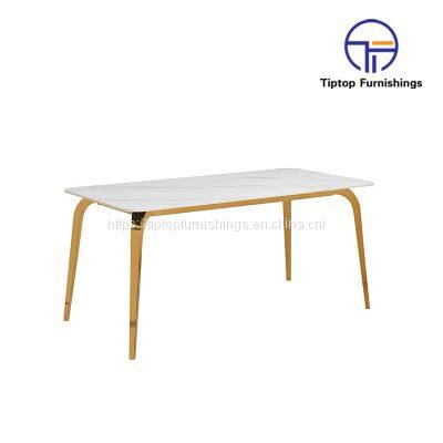 Modern Home Furniture Dinning Room Table Sets Stainless Steel Marble Dining Table photo-2