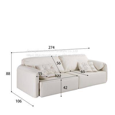 New Modern Minimalist Elephant Ear Sofa Bed Leather Nordic Living Room Straight Row Size Apartment Smart Sofa photo-5
