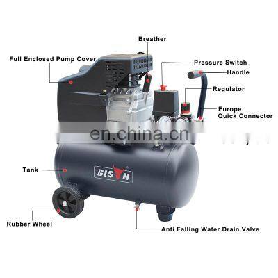 Bison China 1100W 8 Bar 24lt Direct Driven Air Compressor Pistons Portable Air Compressor 7 Bar