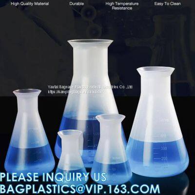 50ml 100ml 250ml 500ml 1000ml Laboratory Narrow Neck Plastic Erlenmeyer Flask, Narrow Neck Flask Erlenmeyer Flask with lid