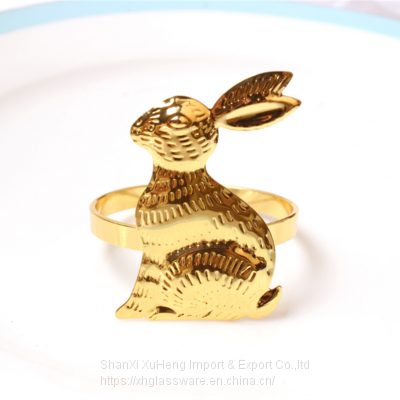 Embossed Gold & Silver Plated Rabbit Napkin Holder Ring For Restaurant Table Decoration photo-4