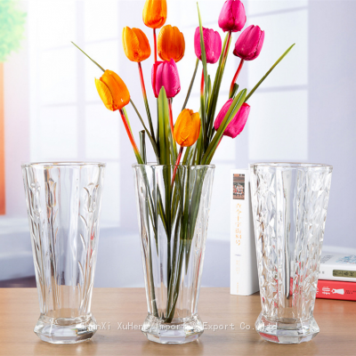 Factory Cheap Wholesale Simple Unique Designed Style Thick Glass Machine Made Vase For Home Decoration