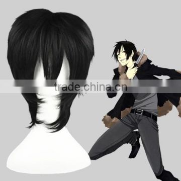 High Quality 35cm Short Straight DuRaRaRa -Orihara Izaya Black Synthetic Anime Wig Cosplay Costume Hair Wig Party Wig