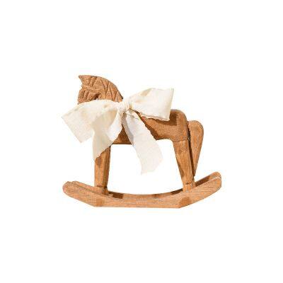 Retro Rural Style Wooden Rocking Horse photo-3