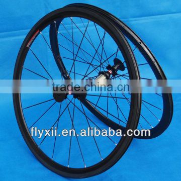 FLX-WS-CW03 Full Carbon 3K 700C Road Bike Bicycle Clincher Wheelset 38mm : Rim + Spokes + hub + Brake Pads + QR skewers