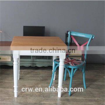 DT-4001 Hot Sale White Wooden Rustic Dining Table