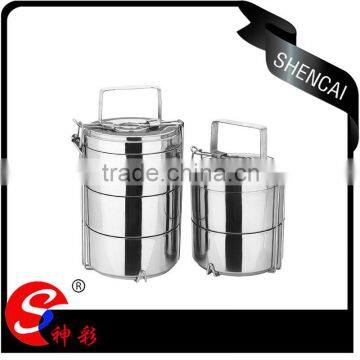 stainless steel color 2 layers hot lunch box/ insulated tiffin hand pot/ food carrier