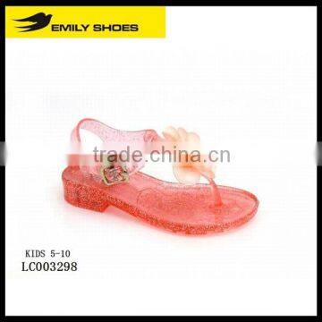 Kid's coral jelly sandal with flower