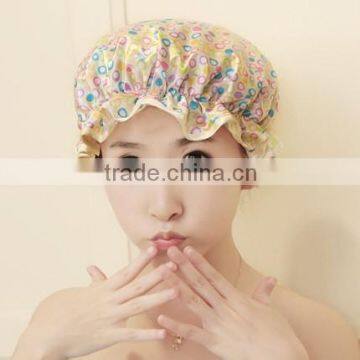 2016 Satin fashion double layer shower cap