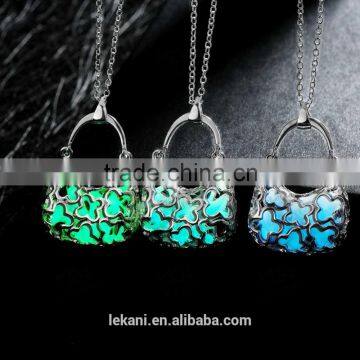 Factory supply for handbag shaped pendants necklace,glow in the dark necklace for ladies