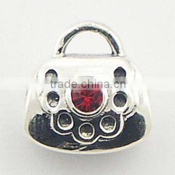 Adorable Purse Austrian Crystals Sterling Silver Bead