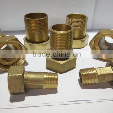 Brass water connection coupling fitting for water meter connectors