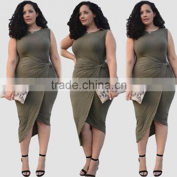 F20091A Latest Fashion Plus Size Women Dress for Fat Women Sexy Irregular Dress Quality Choice