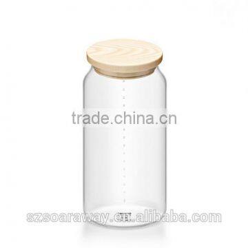 Factory supply airtight style daily necessities glass storage jar with bamboo lid