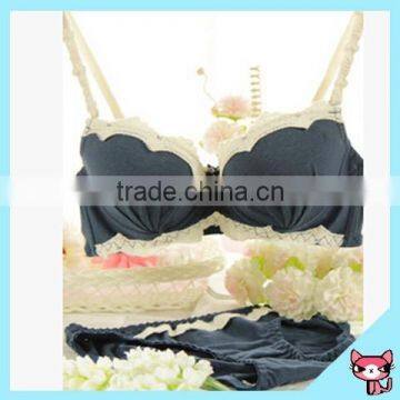 Korean Style White and Black Classical Sexy Bra Set