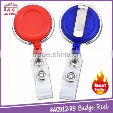 Retractable badge steel or nylon cord reel with swivel clip clip