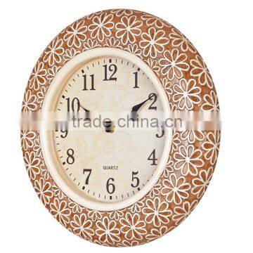 Fashion flower design polyresin decorative home clock