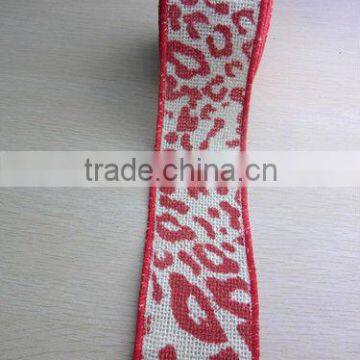 HOT bleach printed burlap ribbon