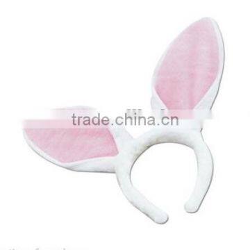 Pink & White Velour Easter Bunny Rabbit Ears On Headbn Headband Fancy Dress H133