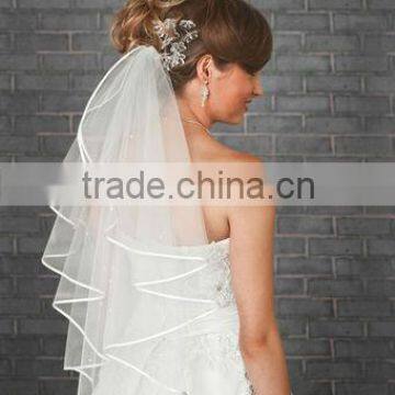 1 Tier Ivory Wedding Bridal Elbow Wedding Satin Edge Veil