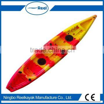 Promotional price plastic fishing kayak double seat two person sit on top kayak hull material LLDPE-ocean angler