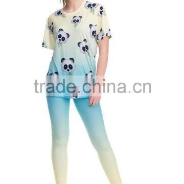 China Supplier Online Sale New Design 3D Print Emoji Panda Grils T-shirt