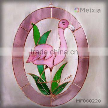 MF080220 wholesale indoor and outdoor decorative stained glass flemingo panel for wall hanging