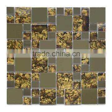 Hot sale luxury glass mix stainless steel silver metal mosaic