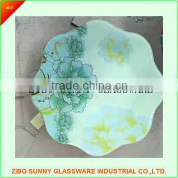 Lace shape glass plate with decal