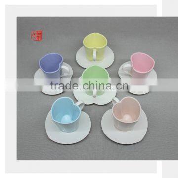 Elegant Ceramic Tea Cup and Saucer Set with Heart Shaped