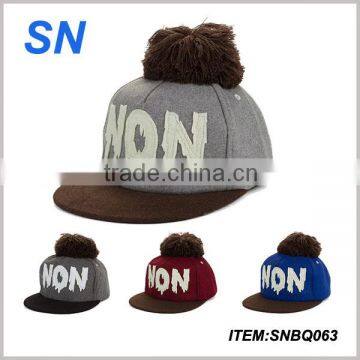 high quality custom 5 panel snapback hat with pom