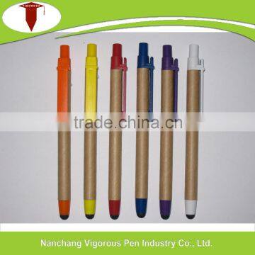 Promotional craft Eco-Friendly Paper Barrel Pen with Stylus touch