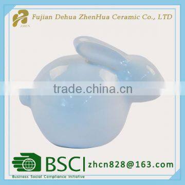 Mini White Glazed Ceramic Easter Rabbit Figurine photo-3