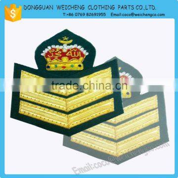 Handmade Bullion Wire Badges | Hand Embroidery Badges with gold & silver bullion wire embroidery                        
                                                Quality Choice