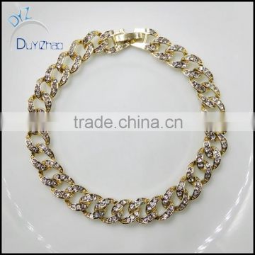 hot sale pave cz hip hop cuban gold chain bracelets